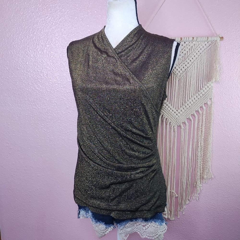 Lauren Ralph Lauren Vintage | Shimmering Brown Sleeveless Top Medium - Picture 2 of 5